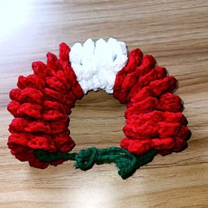 crochet hair gajra red & white mixed