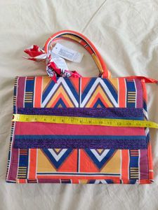 Vibrant Geometric Print Tote Bag