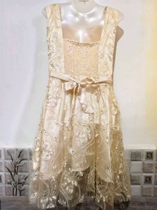 Elegant Lace Overlay Midi Dress