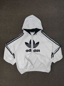 Adidas White Zip-Up Hoodie