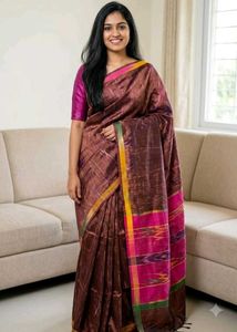 Beautiful Brown Baluchari Silk Saree