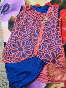 Stylish Blue & Orange Printed Kurta