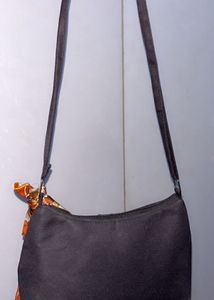 Chic Black Hobo Bag with Scarf Accent