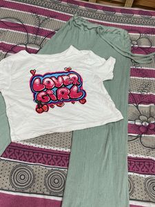 Cute "Lover Girl" T-shirt and Pants Set
