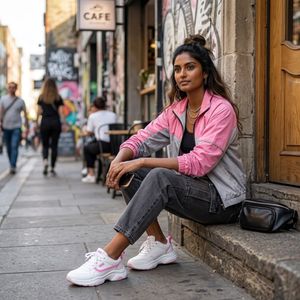 Pink &amp; Grey Colorblock Windbreaker Jacket