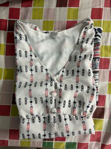 Boho Print V-Neck Peplum Kurta