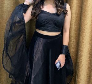 Stunning Black Sequined Lehenga and duppata
