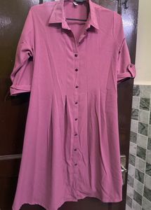 Elegant Pink Shirt Dress