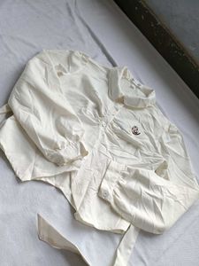 Cream Collared Puff Sleeve Top