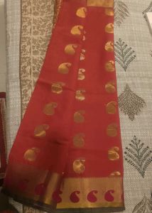 Beautiful Red Saree with Gold Motifs
