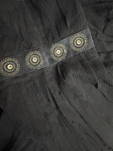 Elegant Black Midi Dress 100% silk