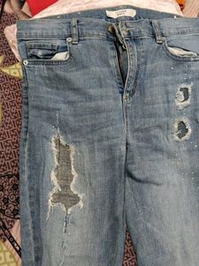 COMBO -Distressed Light Wash Jeans and black top