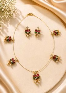 Hand made invisible chain with earrings set