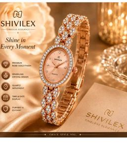 SHIVILEX Rose Gold Crystal Watch