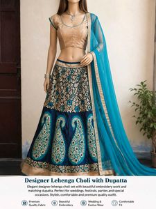 Stylish Teal Blue Lehenga with Dupatta