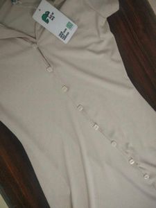 NEW ME Beige Striped Button-Up Shirt