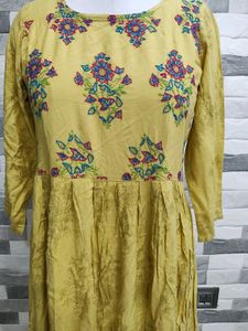 Yellow Embroidery Kurti