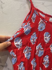 Red Floral Print Camisole Dress