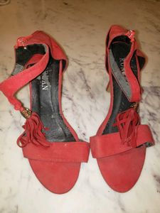 KUNST Red Tasseled Heels