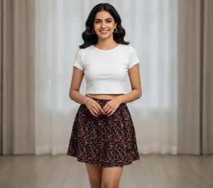 Floral Print Skater Skirt