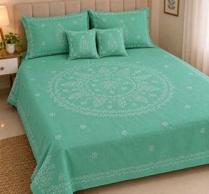 Mint Green chikankari bedsheet