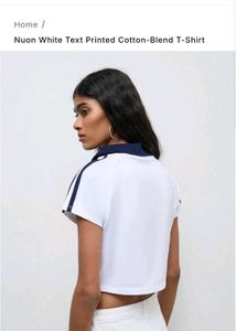 Nuon White Text Printed Cotton-Blend T-Shirt