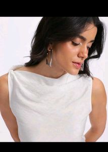 Chic White Sleeveless Drape Top