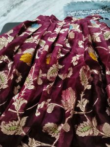 Designer Brocade Blouse with Pleated lehenga