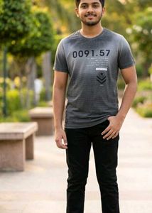 Men's Grey Graphic Print T-Shirt