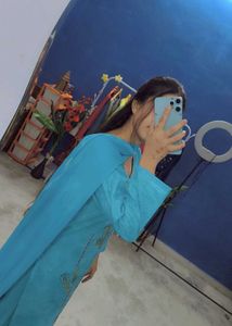Beautiful Blue Kurta trouser chiffon dupatta