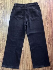 Wide Leg Black Denim Jeans