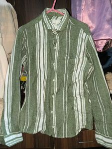 Men's Green Striped Casual Shirt