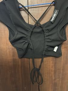 Black Crop Top with Strappy Back