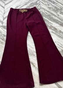 Stylish Bell Bottom Pants with Gold Chain Detail