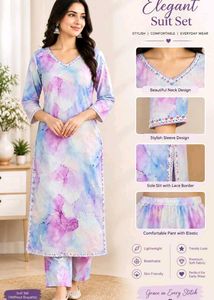 Elegant Watercolor Print Suit Set