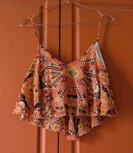 Boho Print Spaghetti Strap Crop Top