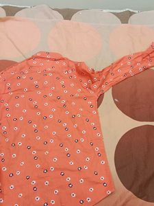 New Nation Men's Orange Floral Print Shirt