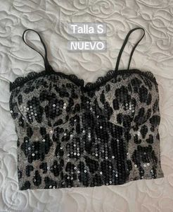 Sparkly Leopard Print Corset Top
