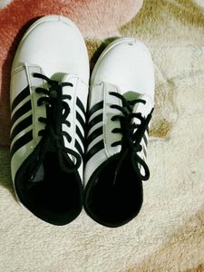 Classic White &amp; Black Striped Sneakers