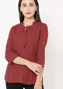 Kraus Red And Black Check Top Shirt Style