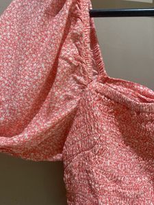 Floral Puff Sleeve Smocked Top