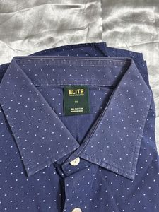 Elite Men's Navy Dotted Dress Shirt