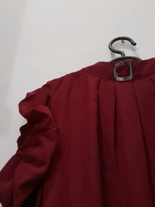 Burgundy Ruffle Sleeve Top