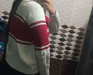 Graphic Print Striped Sweater
