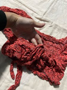 Red Textured Crop Top