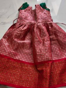 Kids Ethnic Red Brocade Dress