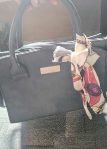 Stylish Handbag with Scarf Accent