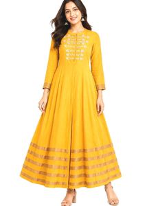 Yellow Embroidered Anarkali Kurta