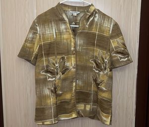 Vintage Brown Floral Print Blouse