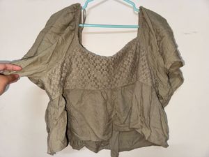 Boho Lace Detail Peasant Top